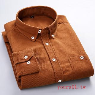 Áo Sơ Mi Tay Dài Vải Nhung Kẻ Thời Trang Cho Đàn Ông Trung Niên
