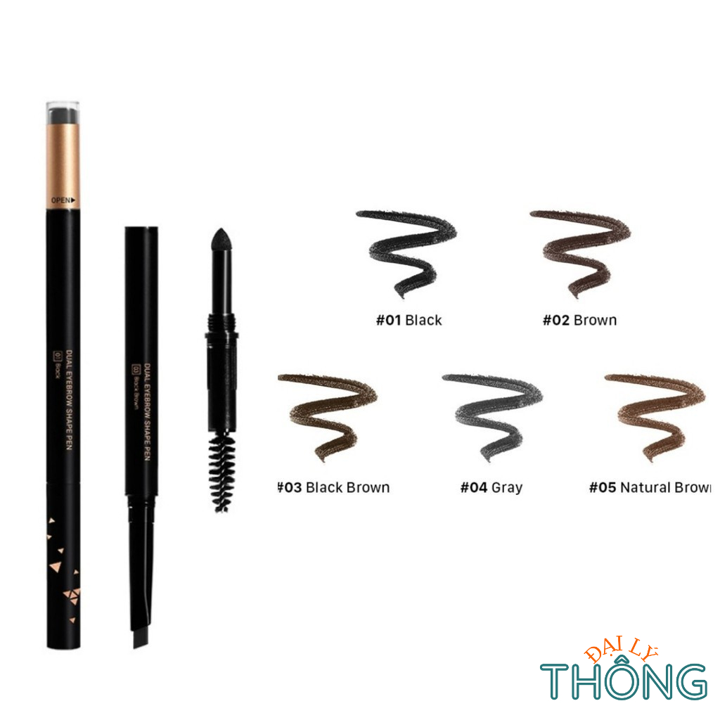 Bút kẻ lông mày định hình Vacosi Natural Studio VM21 / Chì kẻ lông mày nâu đen tự nhiên