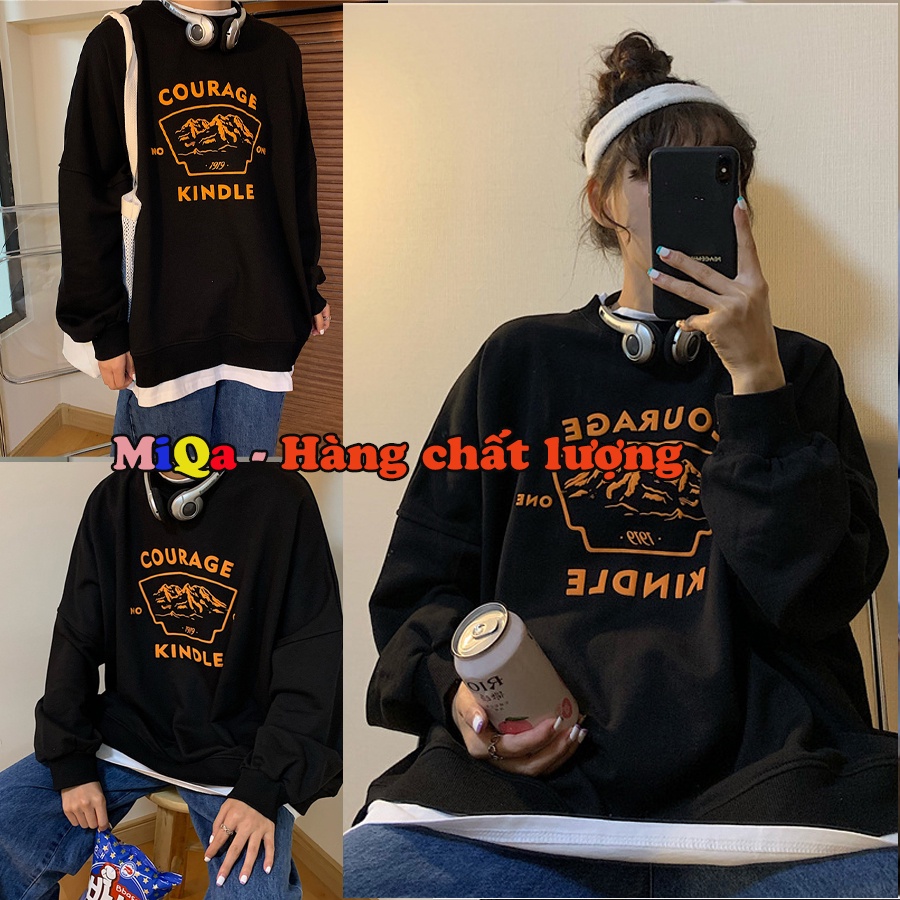 Áo Nỉ Bông Thời Trang UNISEX Hoạ Tiết Chữ COURAGE 🍊/ SWEATER FREESIZE 💜 MiQa 💜 #06