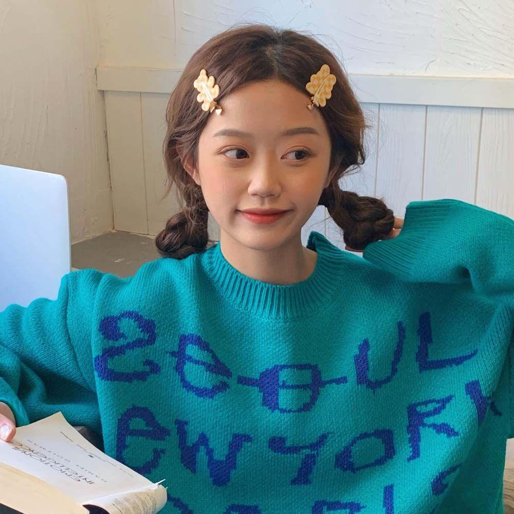 Kẹp Tóc Hình Thỏ / Gấu Họa Tiết Sọc Caro 15H Xinh Xắn Cho Nữ