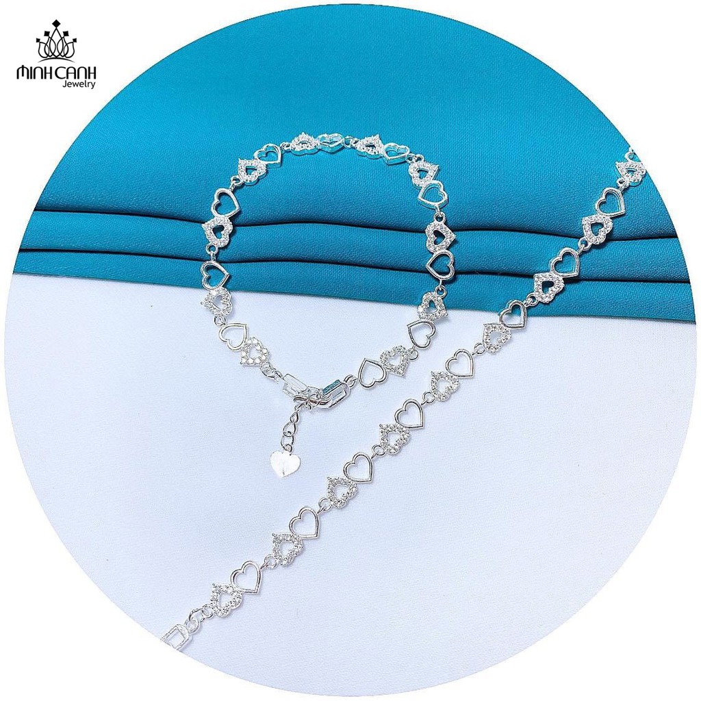 Lắc Tay Bạc Nữ Trái Tim Lồng Đính Đá - Minh Canh Jewelry
