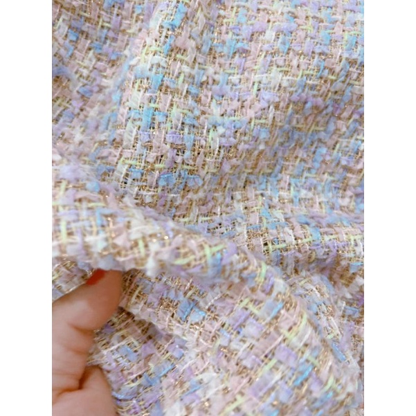 Vải dạ tweed tím hồng