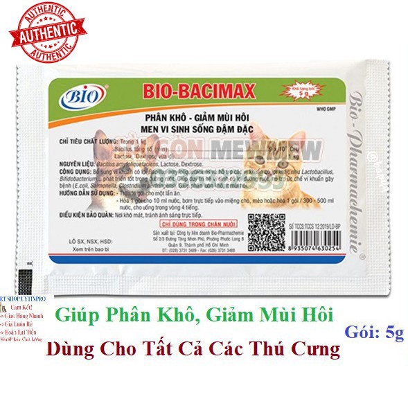 [Mã giảm giá] MEN VI SINH SỐNG ĐẬM ĐẶC Bio Bacimax Giúp phân khô, giảm mùi hôi gói 5g Xuất xứ Bio Việt Nam