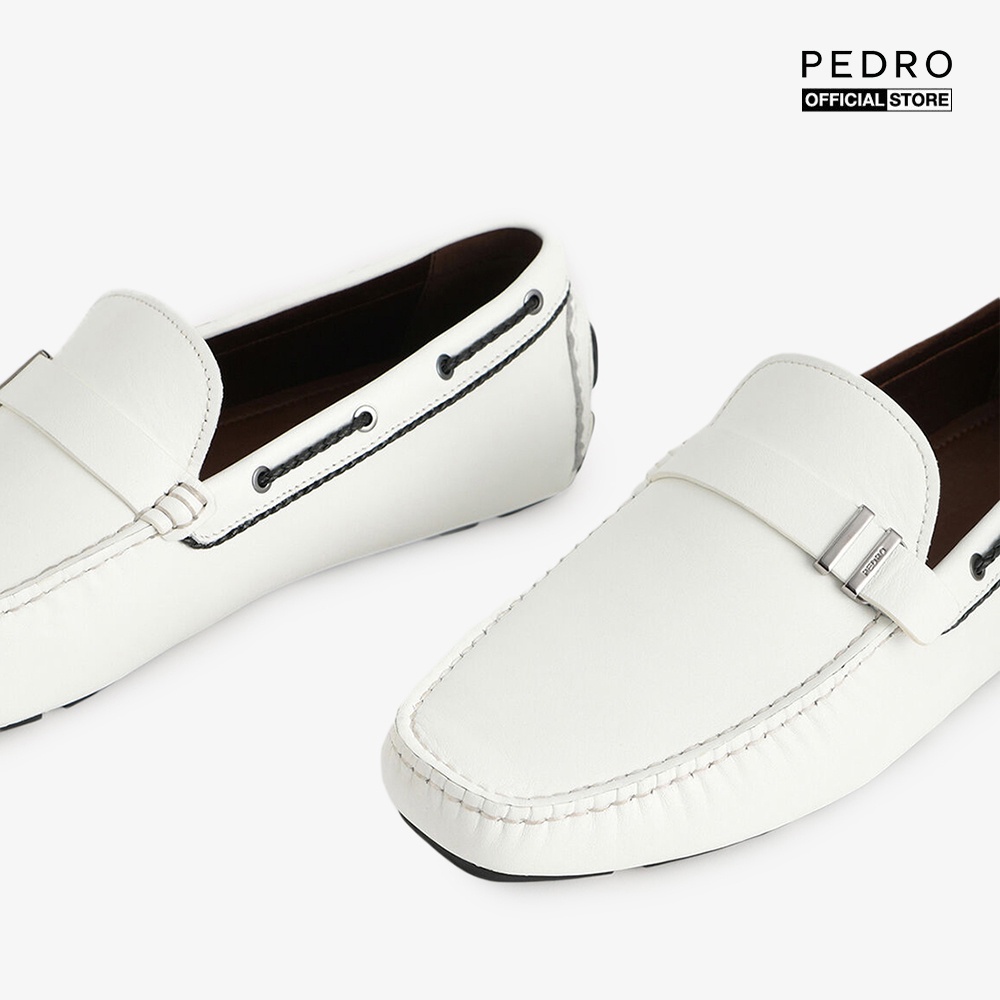 PEDRO - Giày lười nam mũi vuông Embossed Buckled Leather Moccasin PM1-65110238-03