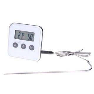 Electronic Thermometer Timer Food Meat Temperature Meter Gauge with Probe