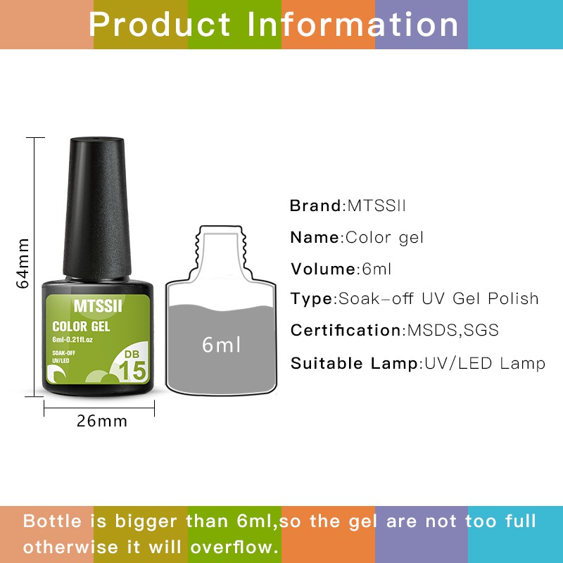 Gel Nền Sơn Móng Tay MTSSII UV LED Bán Vĩnh Viễn Có Màu 6ml