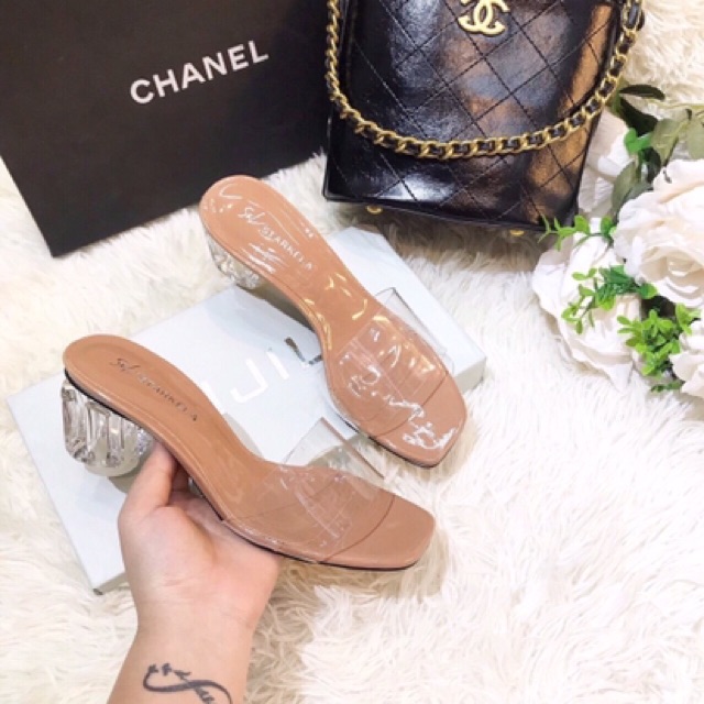 Guốc mika quai trong gót trụ 5cm êm chân sang chản mã l25 | BigBuy360 - bigbuy360.vn