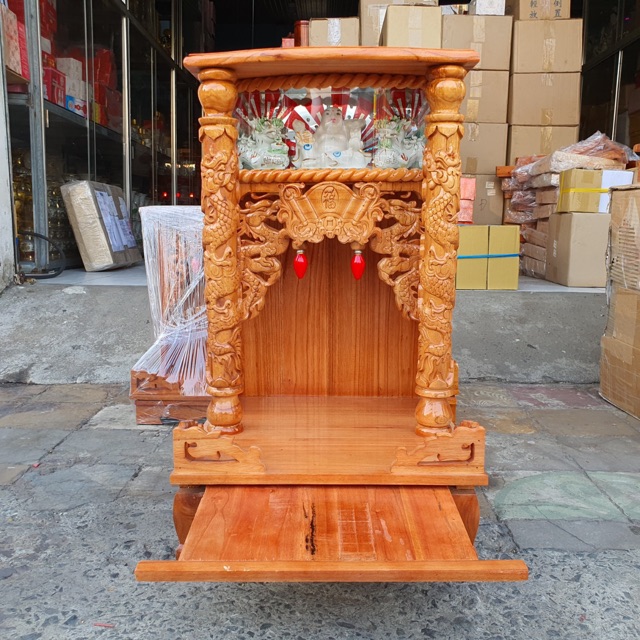 Bàn thờ thần tài ông địa gỗ xoan ngang 42cm x 68cm giá sỉ 0388822838