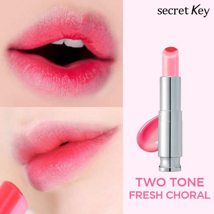 Son dưỡng môi 2 màu Secret Key Sweet Glam Two Tone Glow 3.8g #Fresh Coral _ Son Dưỡng Có Màu _ Secret Key Chính Hãng