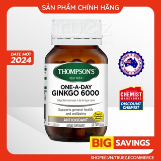 [Mã 77FMCGSALE1 giảm 10% đơn 250K] Bổ não tăng cường trí nhớ [Úc] Ginkgo Biloba 6000mg Thompson’s [Chính hãng]