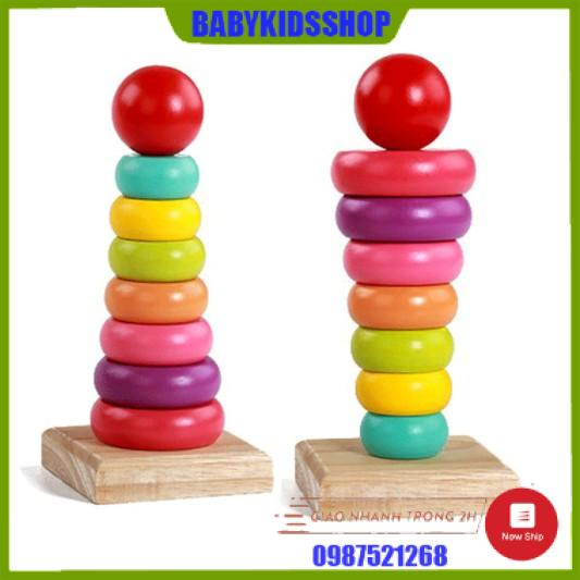 [RẺ VÔ ĐỊCH] Đồ chơi tháp cầu vồng gỗ size lớn cho bé
