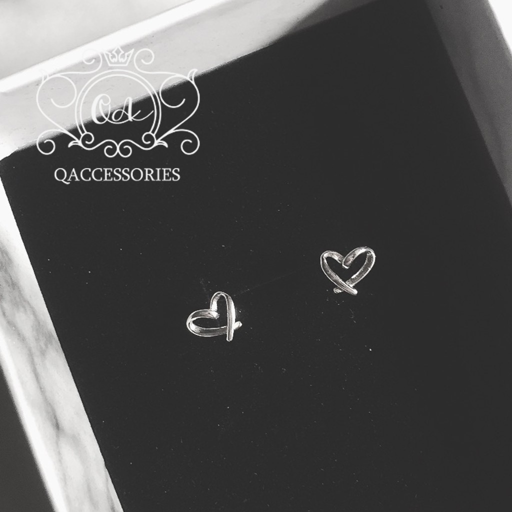 Bông tai bạc 925 trái tim khuyên tai nữ đính đá kẹp vành S925 HEART QA SILVER Earrings EA220503
