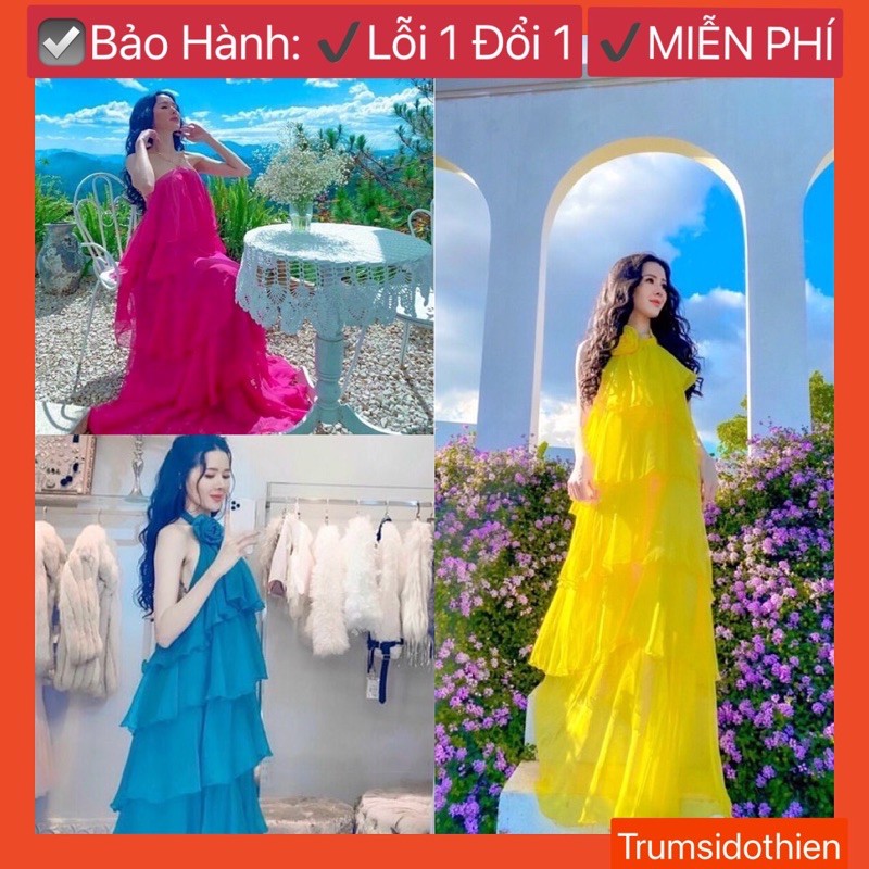 Đầm maxi 5 tầng nhiều màu đi biển chụp hình đi tiệc siêu hot
