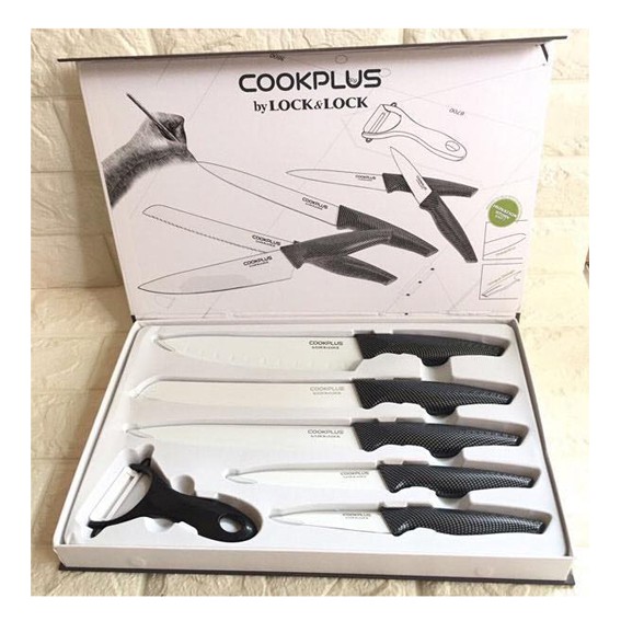 Tri ân khách hàng ngày lễ lớn! giá shock!Bộ dao sứ 6 món của Lock&Lock kèm dụng cụ nạo ( vô cùng đẹp và sắc bén)