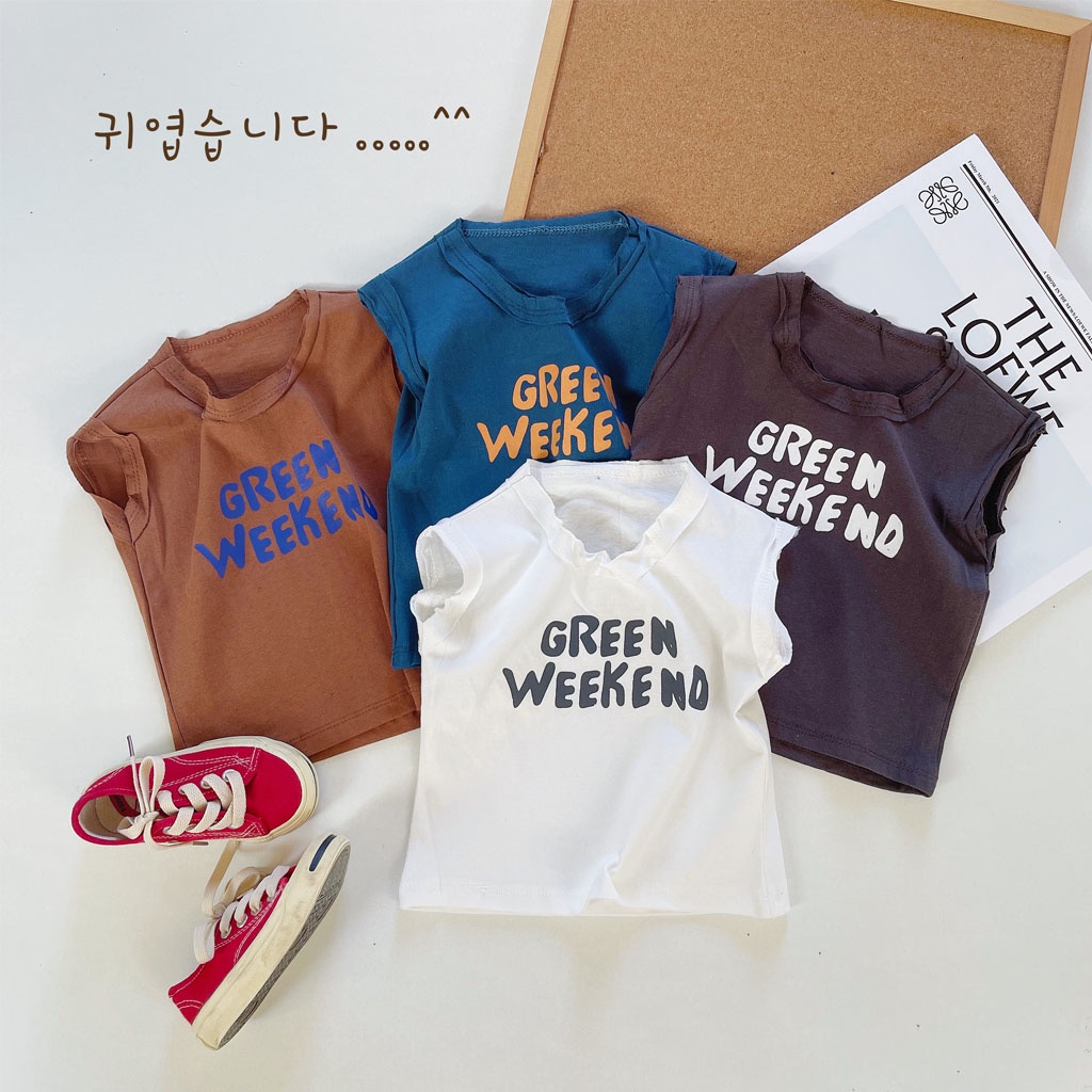 Áo ba lỗ GREEN WEEK, Áo sát nách cho bé chất cotton cực mát từ 7-27kg - LILA KIDS