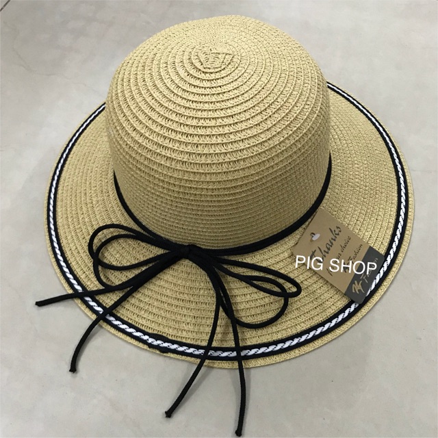 Nón cói đi biển,mũ nón,nón rộng vành đính nơ
