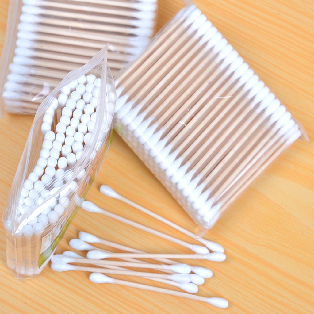 Tăm bông thân gỗ bịch 100 que, tăm bông ráy tai thân thiện với môi trường ❖BÔNG TĂM GỖ❖
