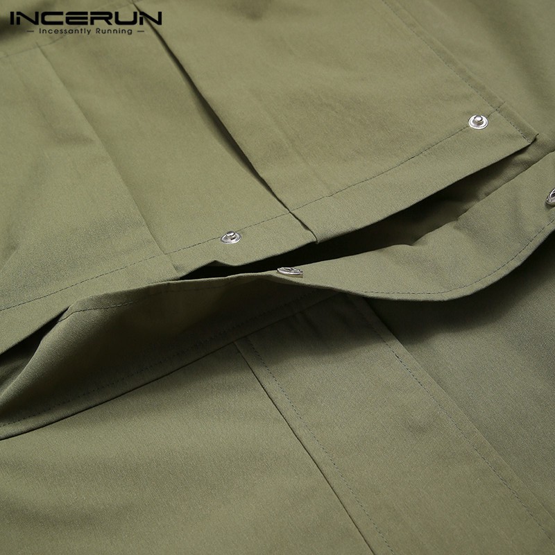 Áo INCERUN tay dài thiết kế phối mũ phong cách Hàn Quốc trẻ trung cho nam | BigBuy360 - bigbuy360.vn