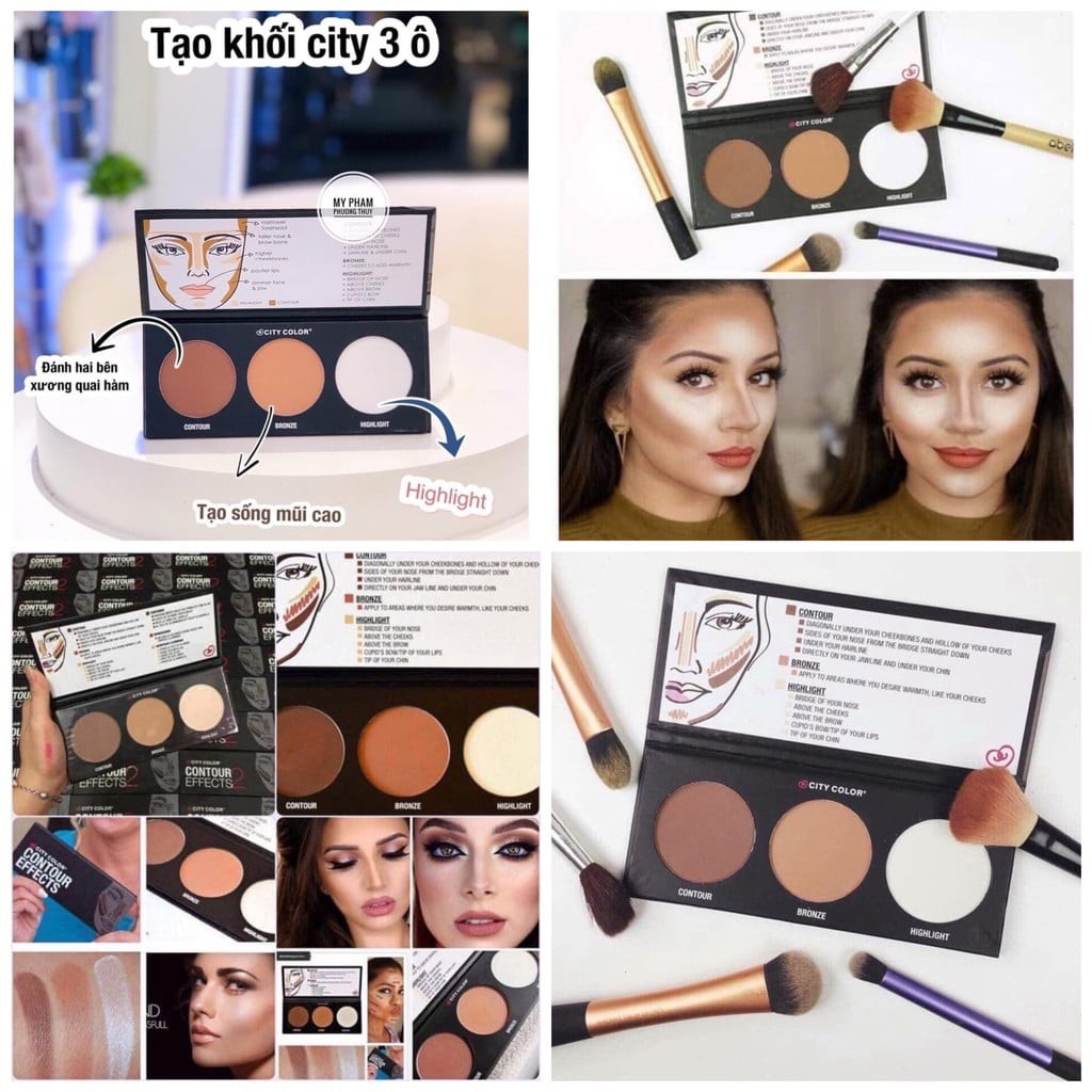 PHẤN TẠO KHỐI 3 Ô CITY COLOR CONTOUR EFFECTS PALETTE