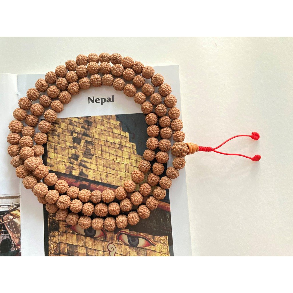 Chuỗi hạt bồ đề Kim Cang tự nhiên Nepal 108 hạt 8mm - Nepali Handmade Rudraksha Mala