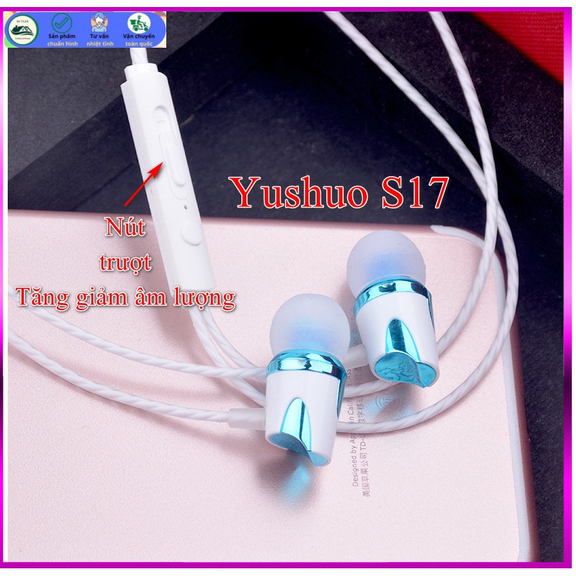 Tai nghe nhét tai dây xoắn Yushuo S17 cao cấp L2 có mic, dây xoắn siêu bền