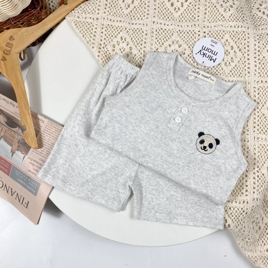 Bộ Cotton Ba Lỗ Cho Bé Trai Bé Gái 8-19kg -BL-TR04 Thêu  Ngực Chất Vải Thoáng Mát