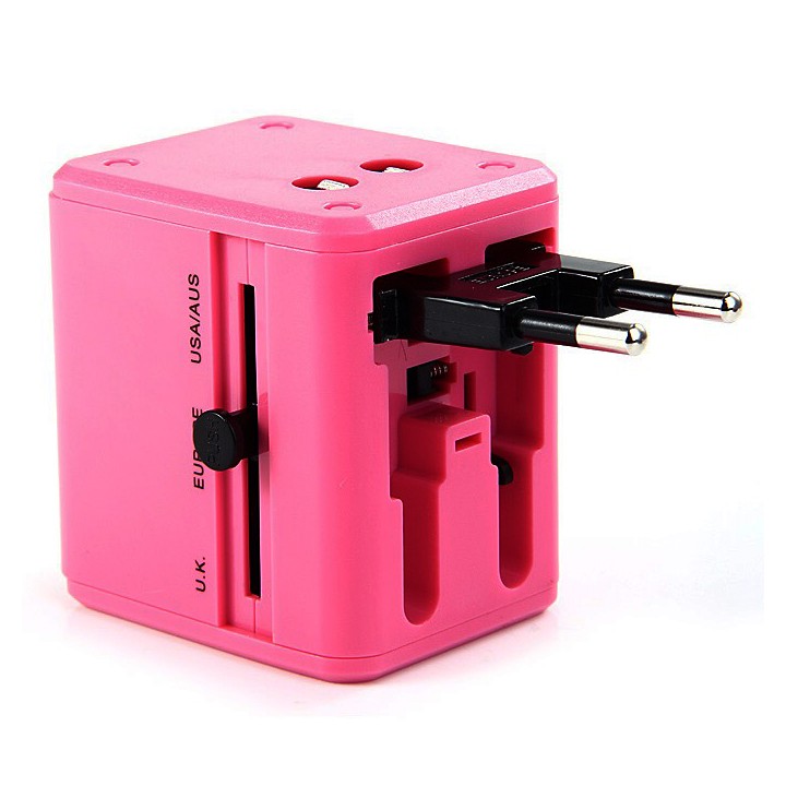 Ổ cắm du lịch 2 cổng USB 2.1A CF Travel adapter PINK case chống sốc - Hàng Chính Hãng
