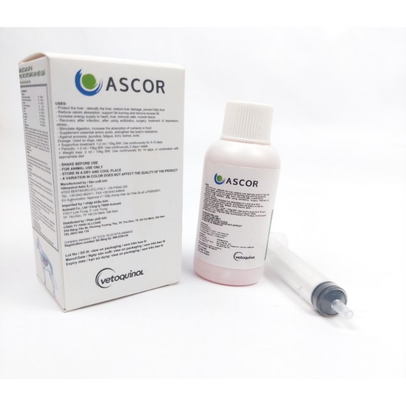 Ascorequil Siro giải độc gan và phục hồi chức năng gan cho chó mèo hiệu quả- chai 50ml