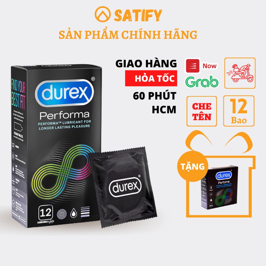 Bao cao su Durex Performa kéo dài thời gian hộp 12 cái, bcs Durex Performa cao cấp