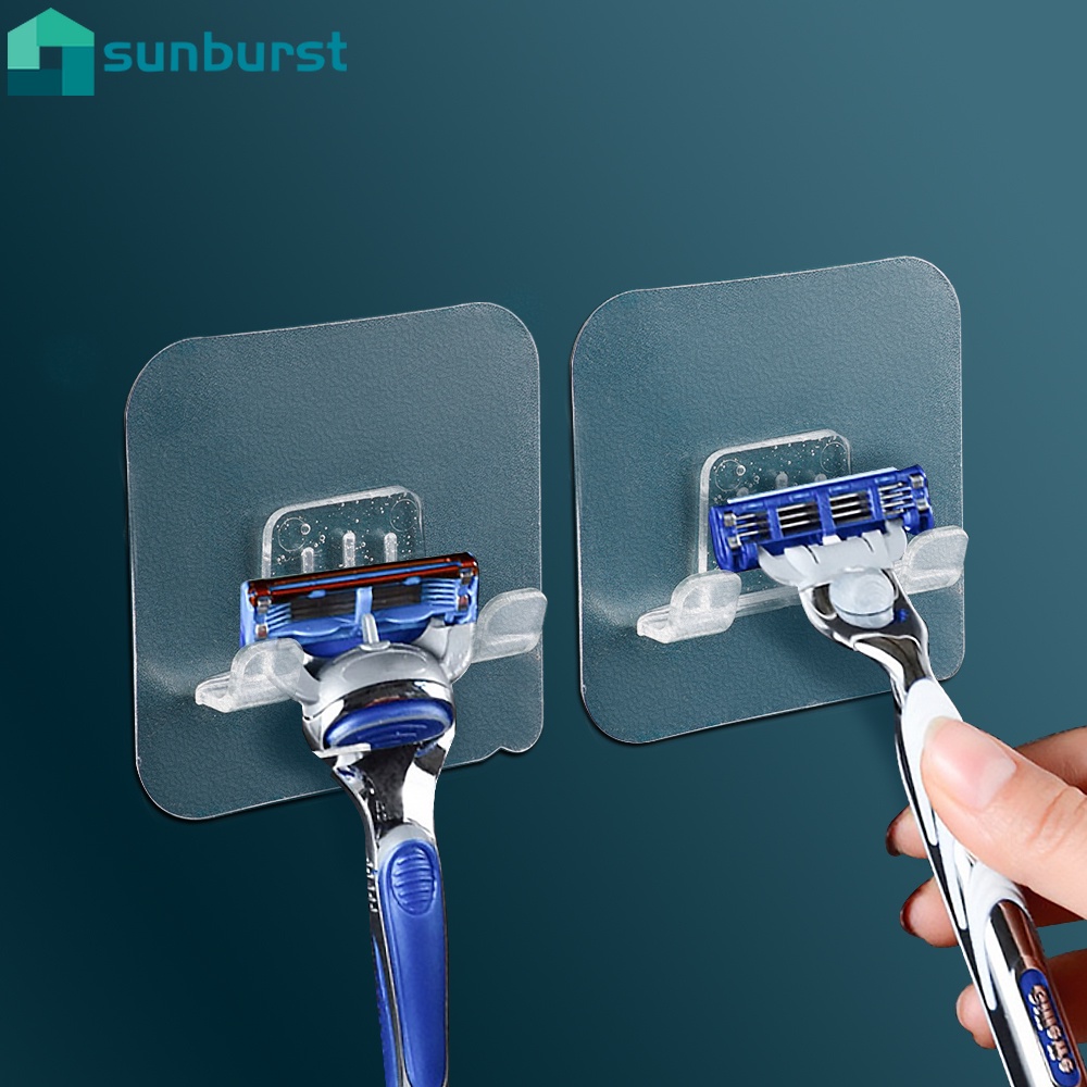 1 Móc Treo Dao Cạo Râu Gắn Tường Trong Suốt Chống Nước Tự Dính Tiện Dụng Cho Nhà Tắm/ Nhà Bếp