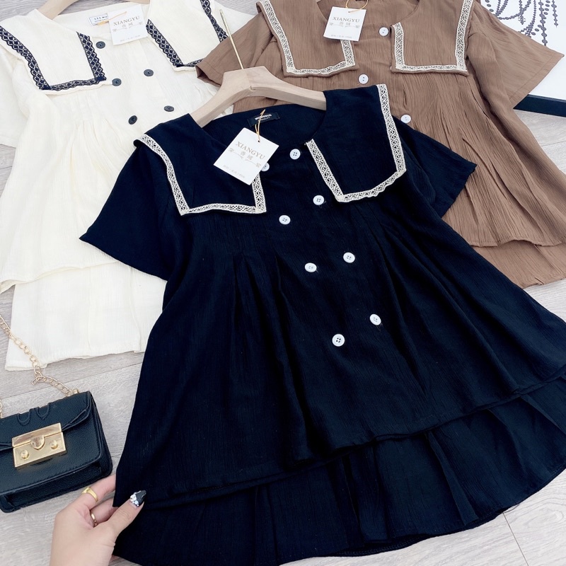 [ 𝐅𝐑𝐄𝐄 𝐒𝐇𝐈𝐏 ] SÉT ÁO THỦY THỦ VIỀN REN CÙNG CHÂN VÁY XẾP LY ĐŨI TƠ Ạ