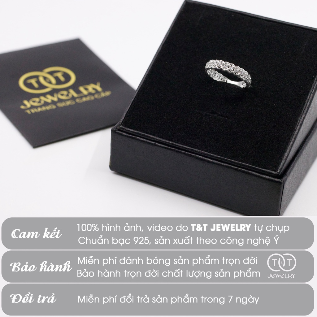 Nhẫn Bạc Nữ T&amp;T Jewelry viền họa tiết Kim Tiền Tài Lộc May Mắn NN02
