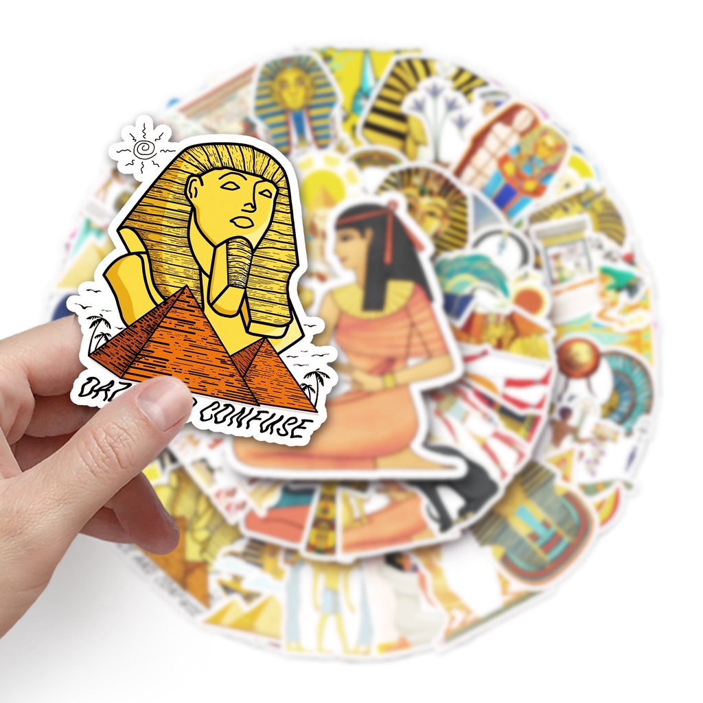 Bộ 50 Sticker Kim Tự Tháp Ai Cập Pharaoh Hoạt Hình Trang Trí Ván Trượt / Laptop / Xe Hơi /