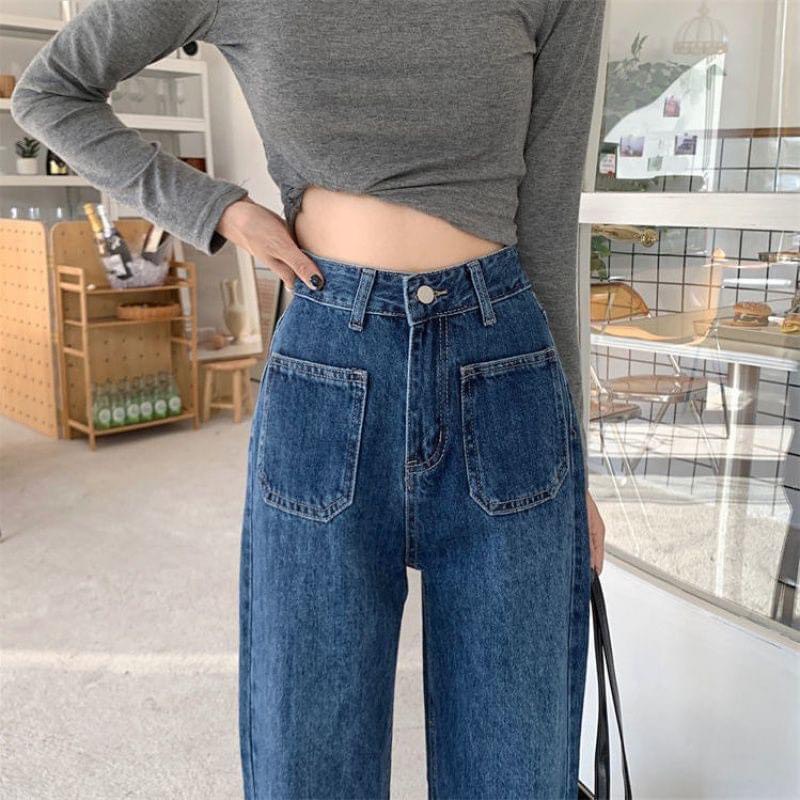 Quần Jean Nữ Ống Loe Đứng - Quần Bò Nữ Ống Loe Đứng Rộng Suông Co Giãn Jeans Cạp Cao