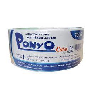 Giấy vệ sinh cuộn lớn 700g ponyo caro - bột giấy nguyên chất, hàng cao cấp