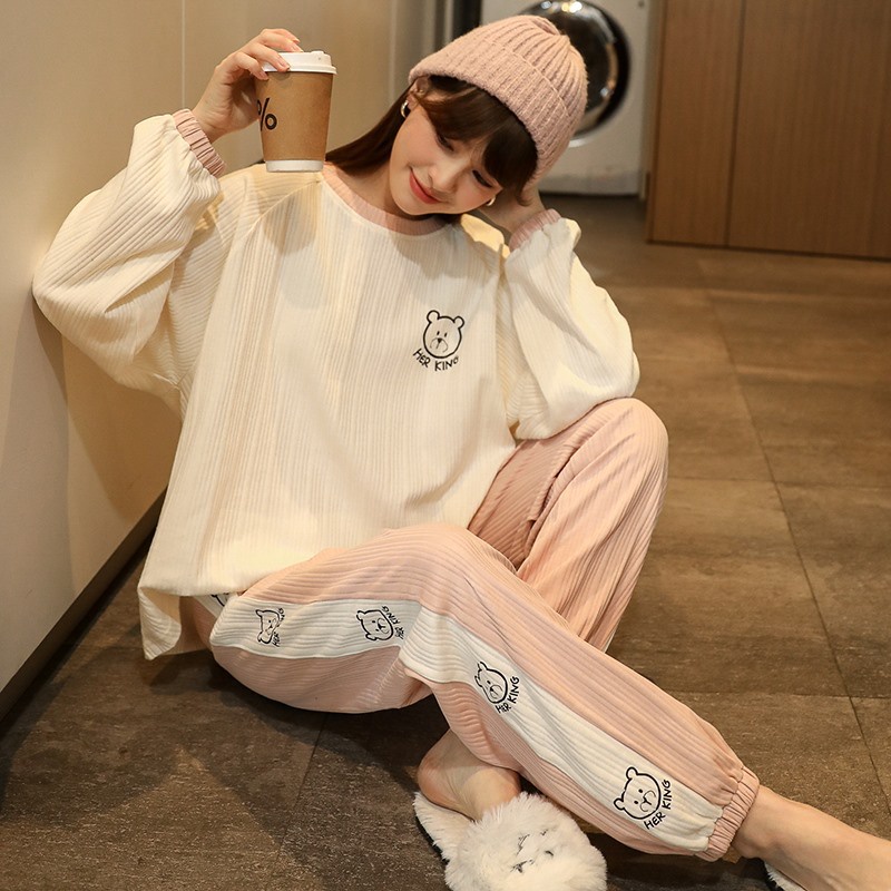 HÀNG SẴN_ Bộ Ngủ Cotton Thu Đông Năng Động Dài Tay 2021_ CÓ BIGSIZE