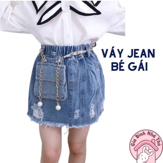 (12-30kg) Chân váy đầm jean bò cho bé gái