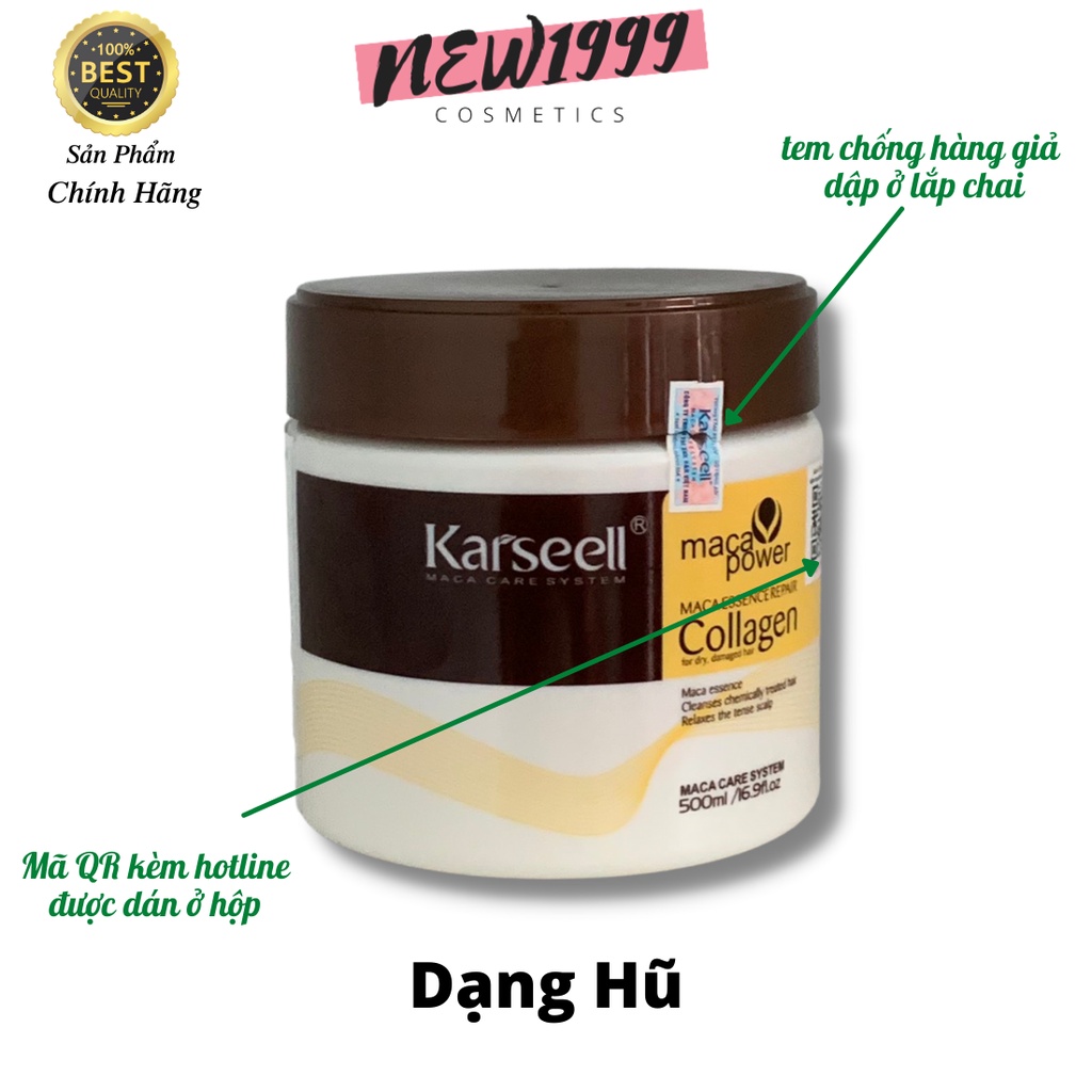 Kem hấp ủ tóc COLLAGEN KARSEELL 500ml chính hãng phục hồi tóc hư tổn khô sơ chẻ ngọn