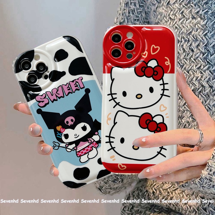 Ốp Điện Thoại Mềm Hình Kuromi Và Hello Kitty Cho iPhone 14 13 12 11 Pro Max X XR Xs Max 8 7 6 6s Plus SE 2020