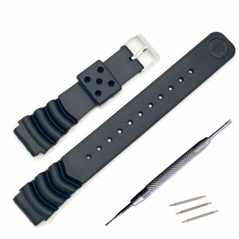 CASIO Bộ Dây Đeo Đồng Hồ Bằng Cao Su Silicon Màu Đen 18 20 22 24 Mm Cho Seiko