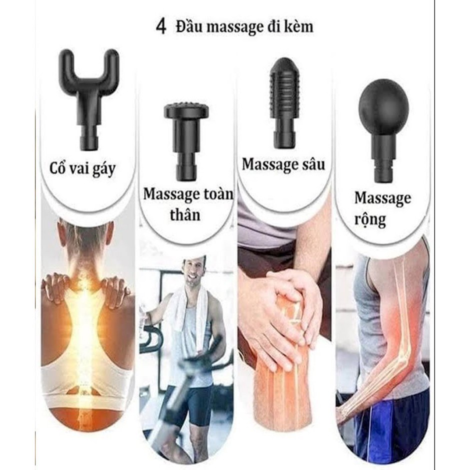 [Hàng Chính Hãng] Súng Massage Cầm Tay 4 Chế Độ Rung, Máy Massage Cầm Tay FASCIA GUN- BH 12 Tháng