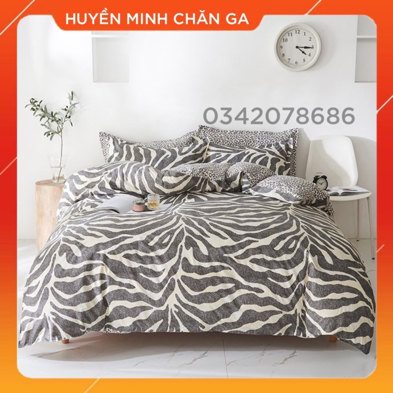BỘ CHĂN GA GỐI Ngựa Vằn POLY COTTON CAO CẤP - Bộ Chăn Ga Gối 5 Món Nhập Khẩu