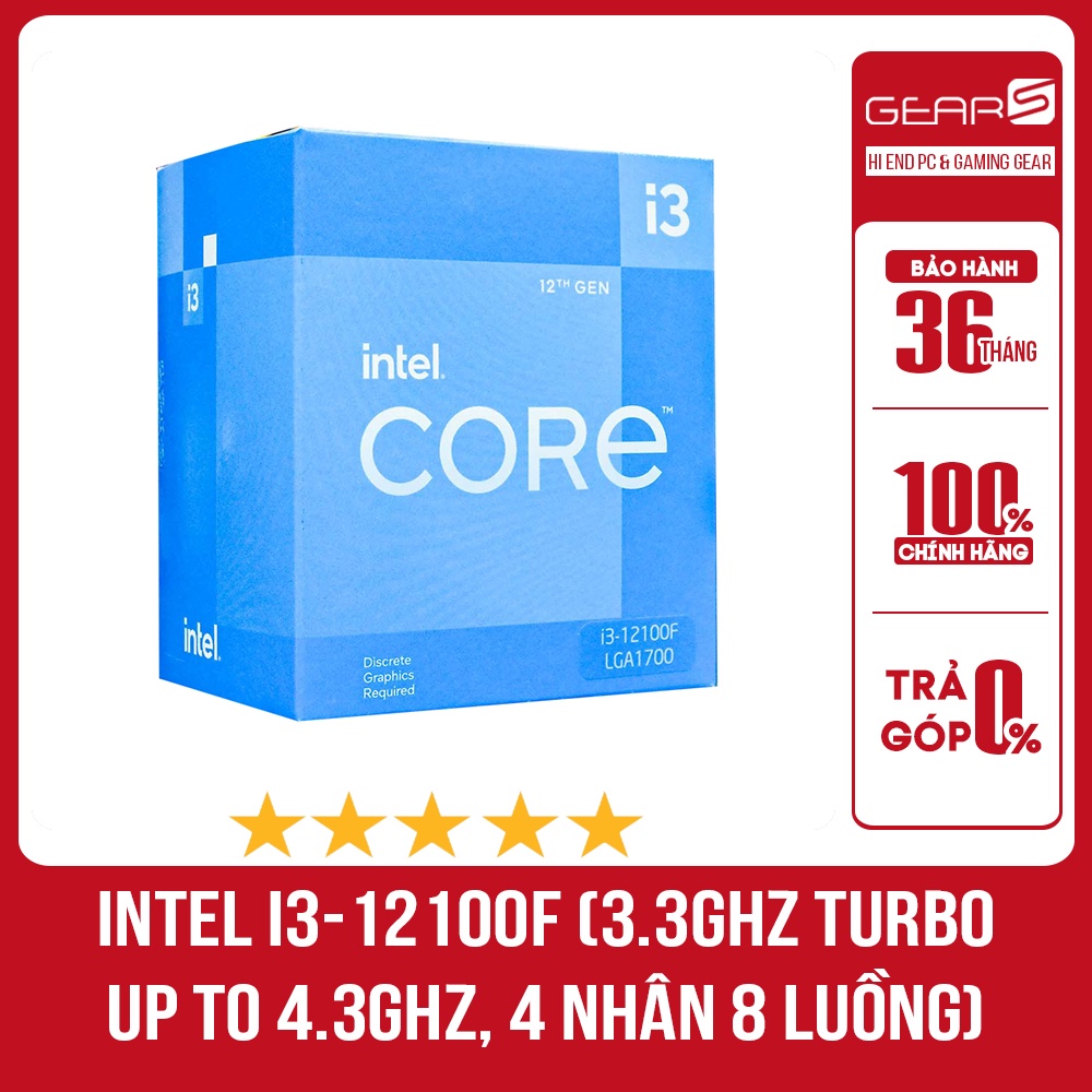 Bộ vi xử lý Intel Core i3 12100F - Bảo hành 36 Tháng Full box