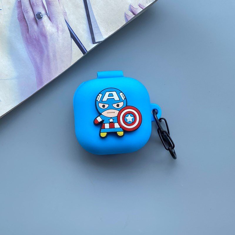 Bao Case Ốp Bảo Vệ Tai Nghe Galaxy Buds Live Hình Siêu Anh Hùng Kèm Móc Treo Thép Không Rỉ