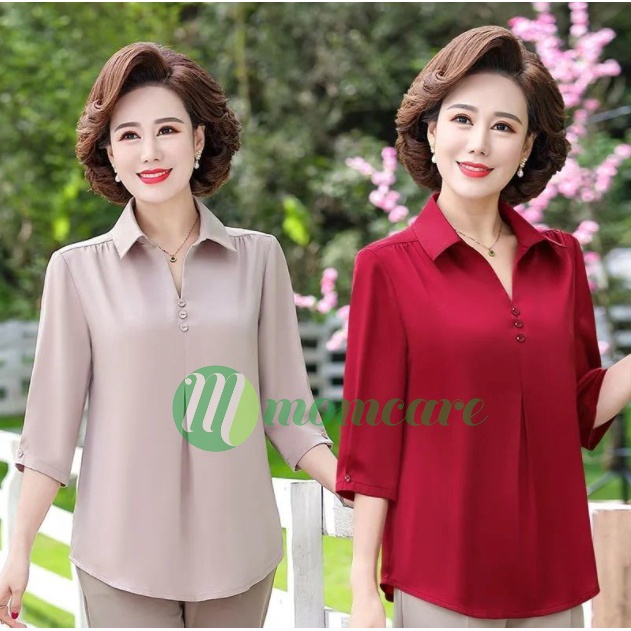 ♗℗♞Áo sơ mi trung niên nữ A85 - Kiểu thời trang cho người lớn tuổi U40 U50 Đẹp sang trọng cao cấp Bigsize giá rẻ