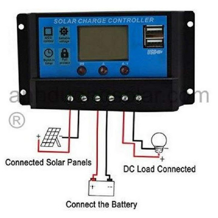 Điều khiển sạc năng lượng mặt trời 10A