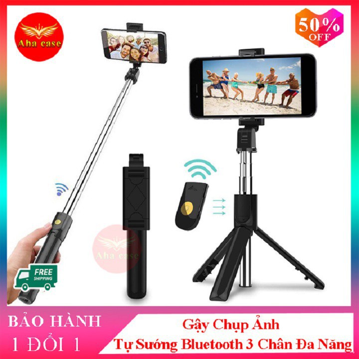 ⊕Gậy Chụp Ảnh Tự Sướng Bluetooth Giá Đỡ Điện Thoại 3 Chân Đa Năng – Tripod K07 – Chụp Hình Selfie - Kèm Điều Khiển 