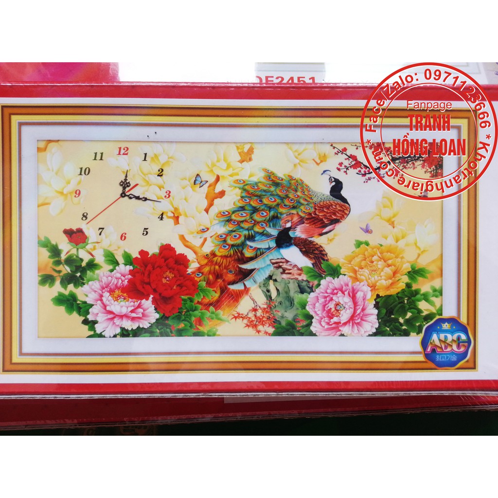 Tranh đính đá đồng hồ đôi công DF2471