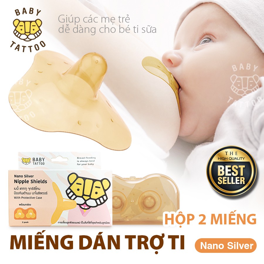 BABY TATTOO Bộ 2 Miếng Trợ Ti, Núm Trợ Ti Silicone Nano Bạc Kháng Khuẩn Bảo Vệ Và Hỗ Trợ Ti Mẹ