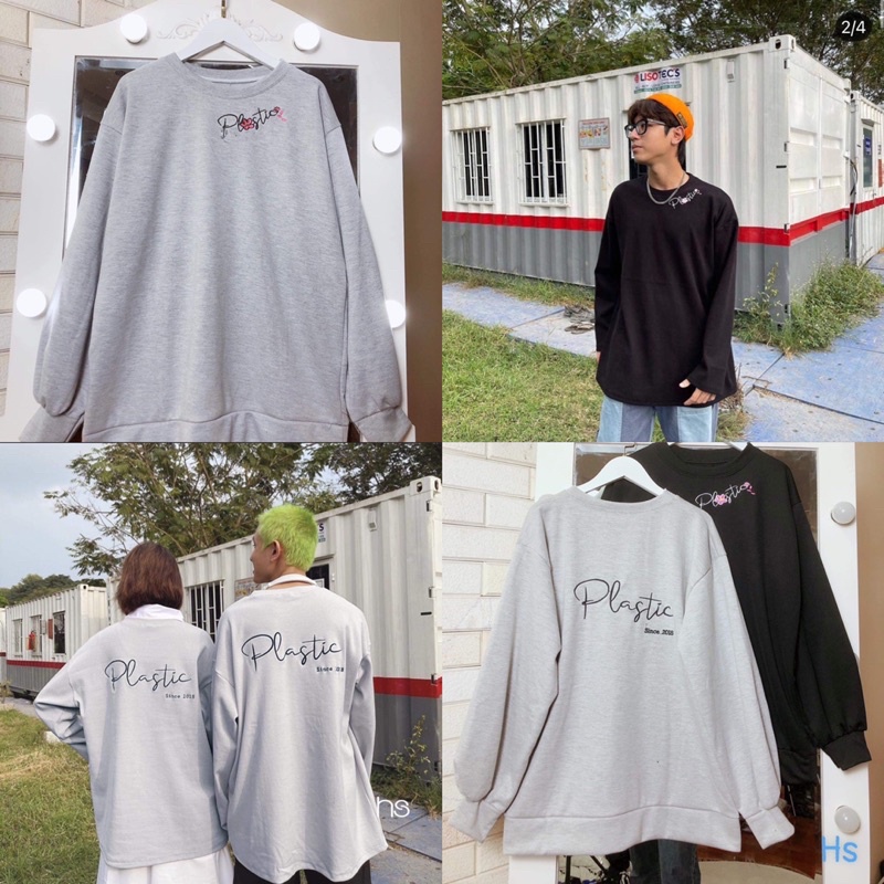 ÁO NỈ NAM NỮ Tay Dài Đen Xám mặc đôi Unisex